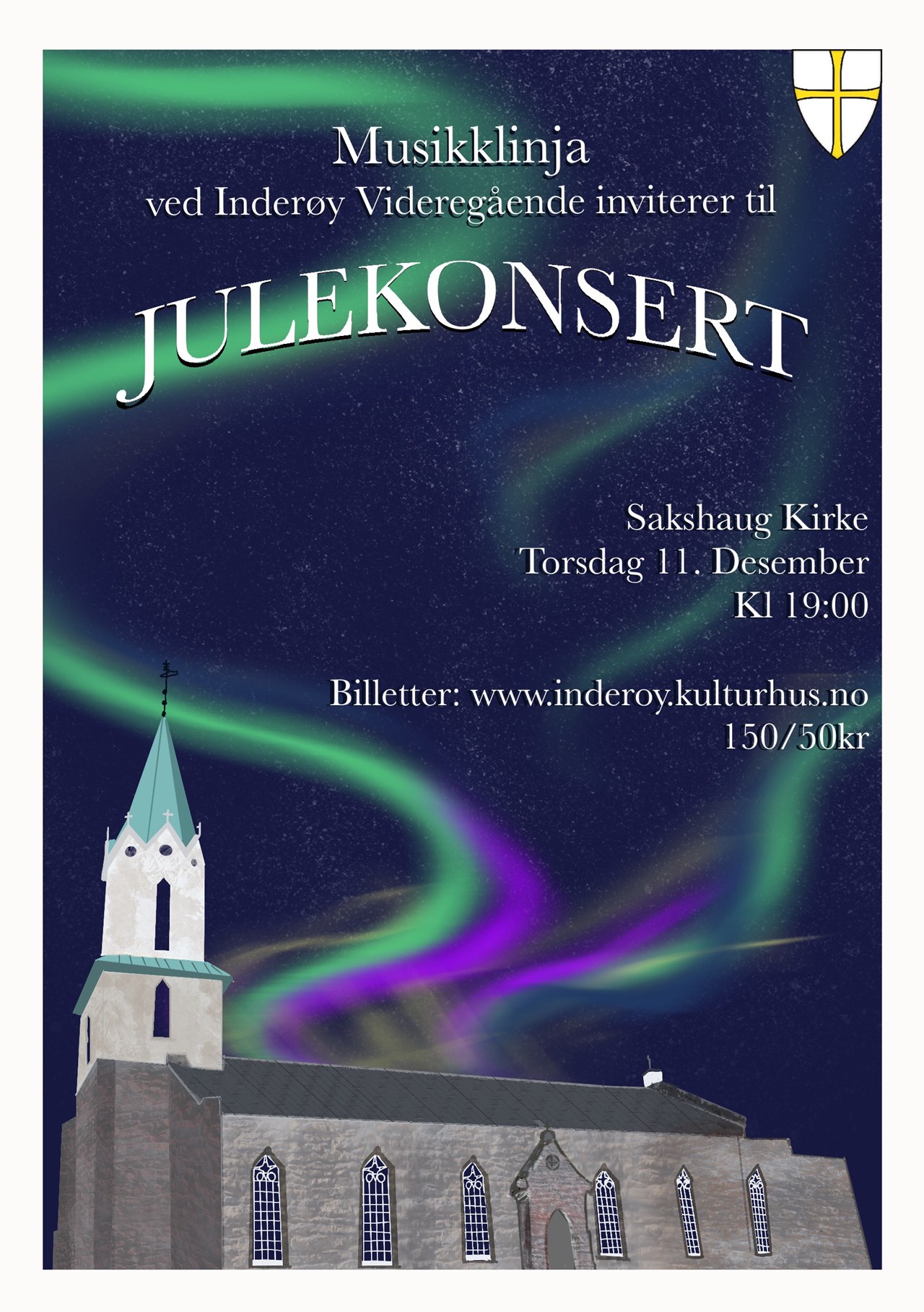 Julekonsert 11.desember kl 19.00 i Sakshaug Kirke. Billetter på inderoy.kulturhus.no
