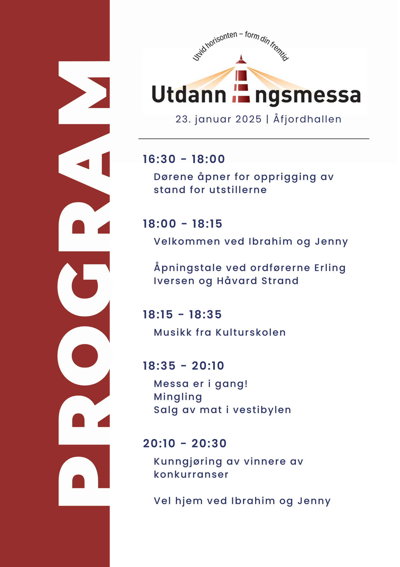 Grafikk som viser programmet for Utdanningsmessa 2025