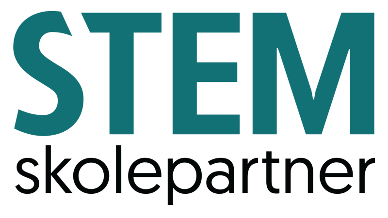 Hvit bakgrunn med teksten "STEM skolepartner"