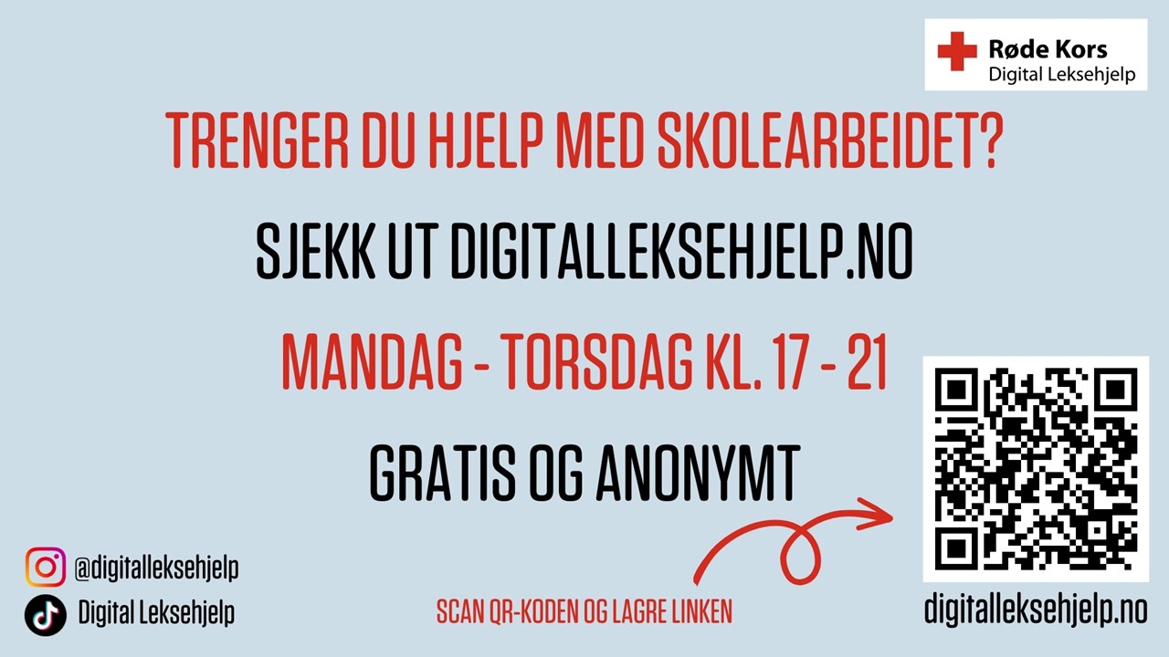 Plakat til digital leksehjelp fra Røde kors