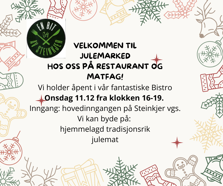 RM arrangerer julemarked i Bistroen onsdag 11.12. kl 16-19.